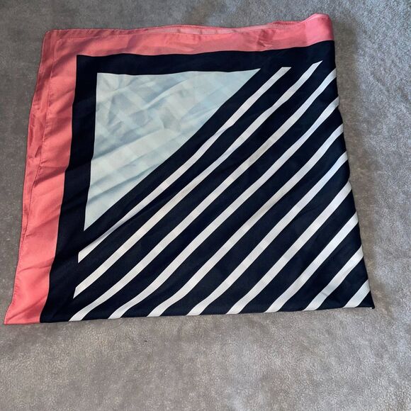 Scarf 36 x 36 Pink Blue and White Preppy Casual, Neck, Purse Accessory, Work - Picture 2 of 5